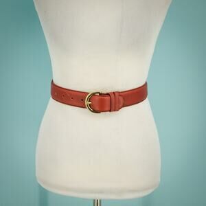 Coach Petite Size XS Red Leather Brass Hardware Adjustable Waist Belt 8500